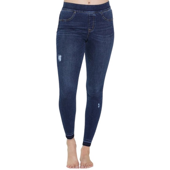 Spanx Blue Denim Distressed Skinny Jean Leggings
Stretch Size Medium High Rise - Picture 1 of 13